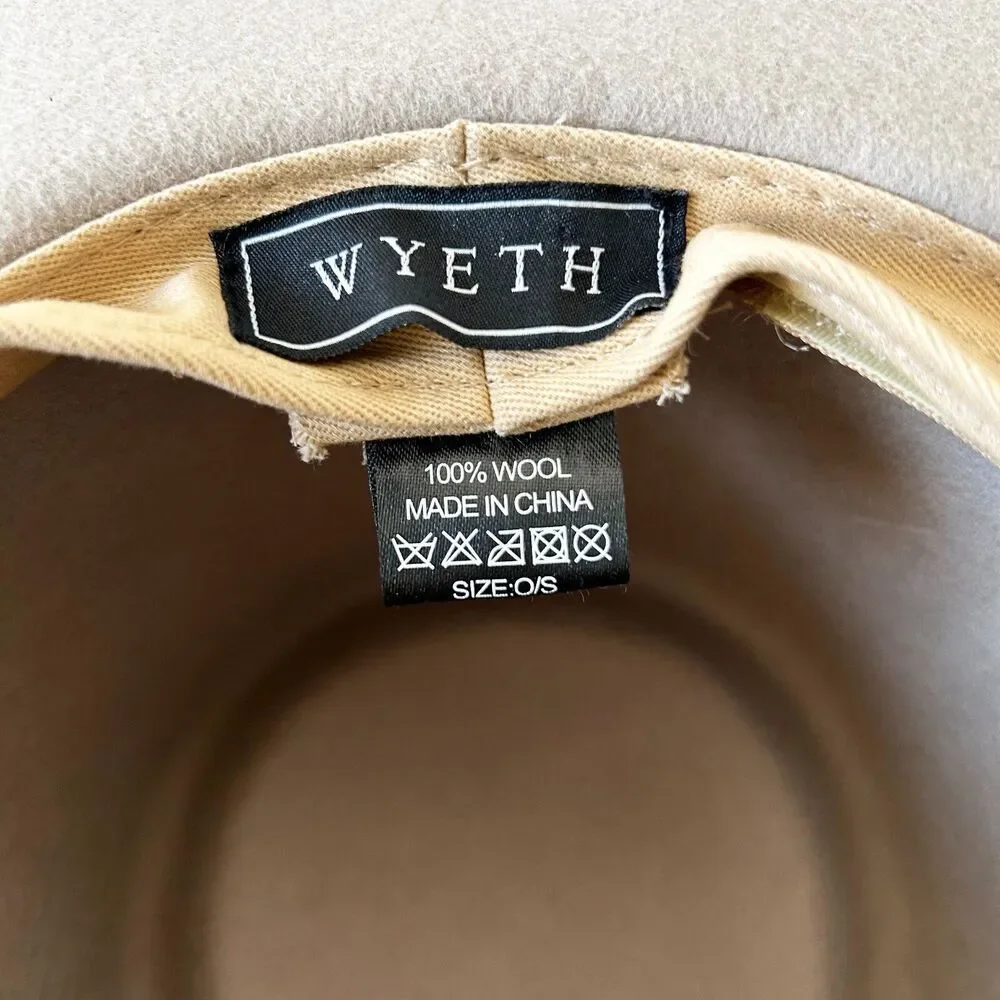 Wyeth Wide Brim Women's Lila Fedora Hat Brown Wool Ribbon Band One Size